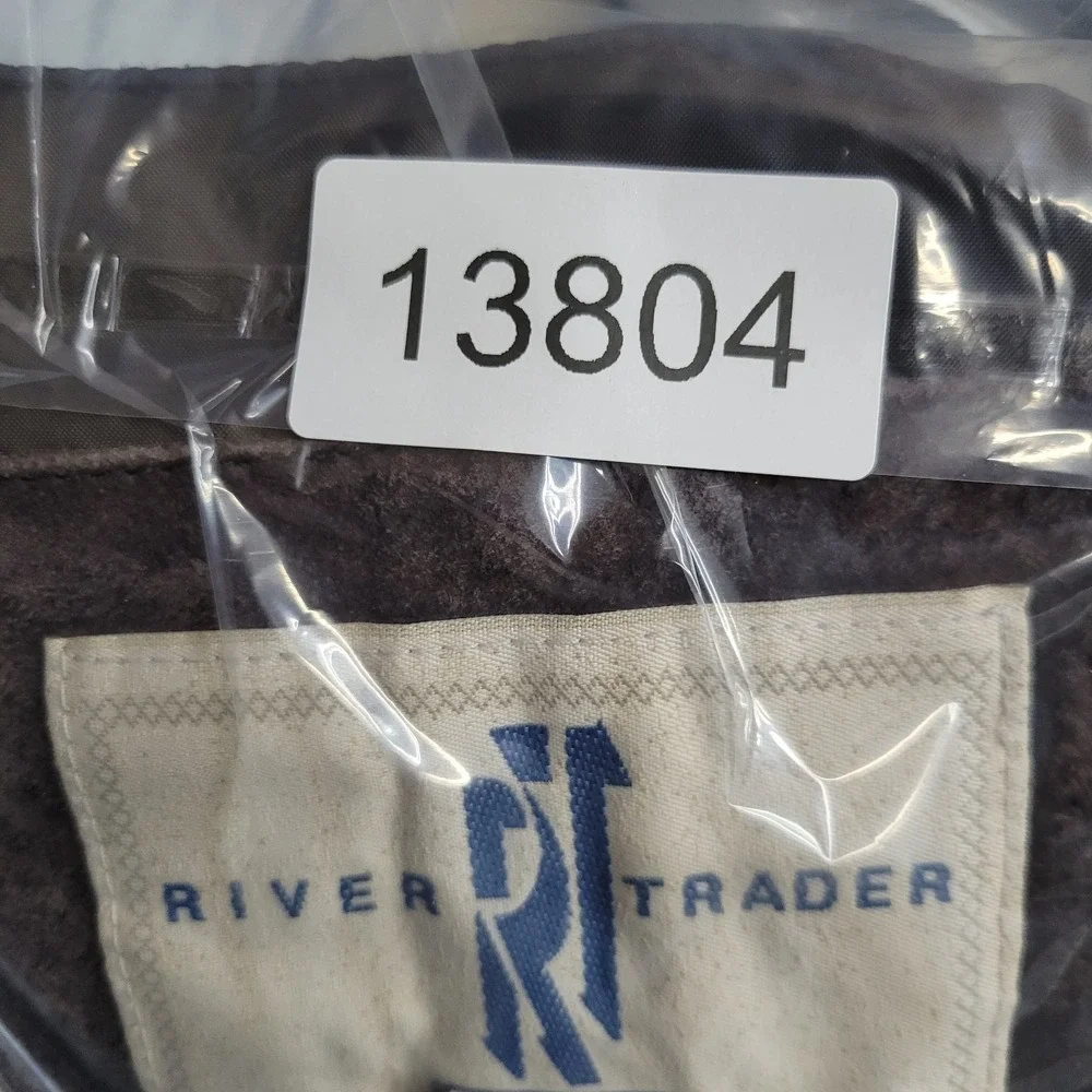 Vintage River Trader Vest Mens XL Brown Suede Leather Western Rancher‎ Cowboy